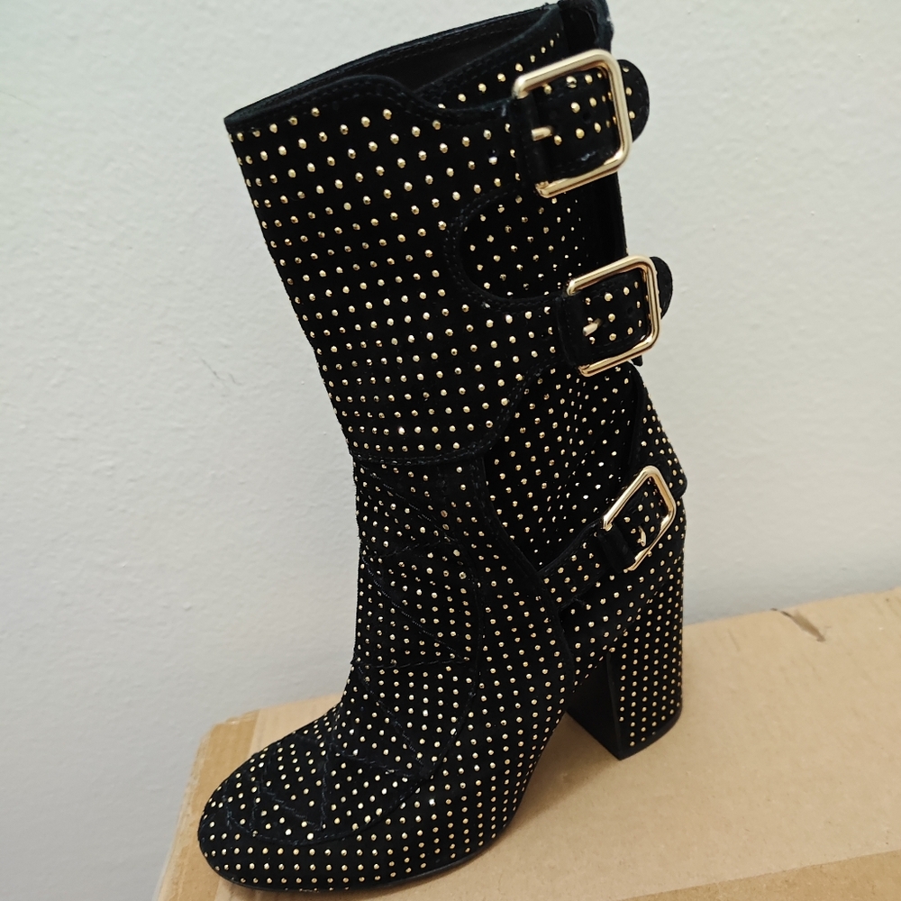 Laurence Dacade Black and Gold Buckle Heeled Boots - Picture 9 of 9